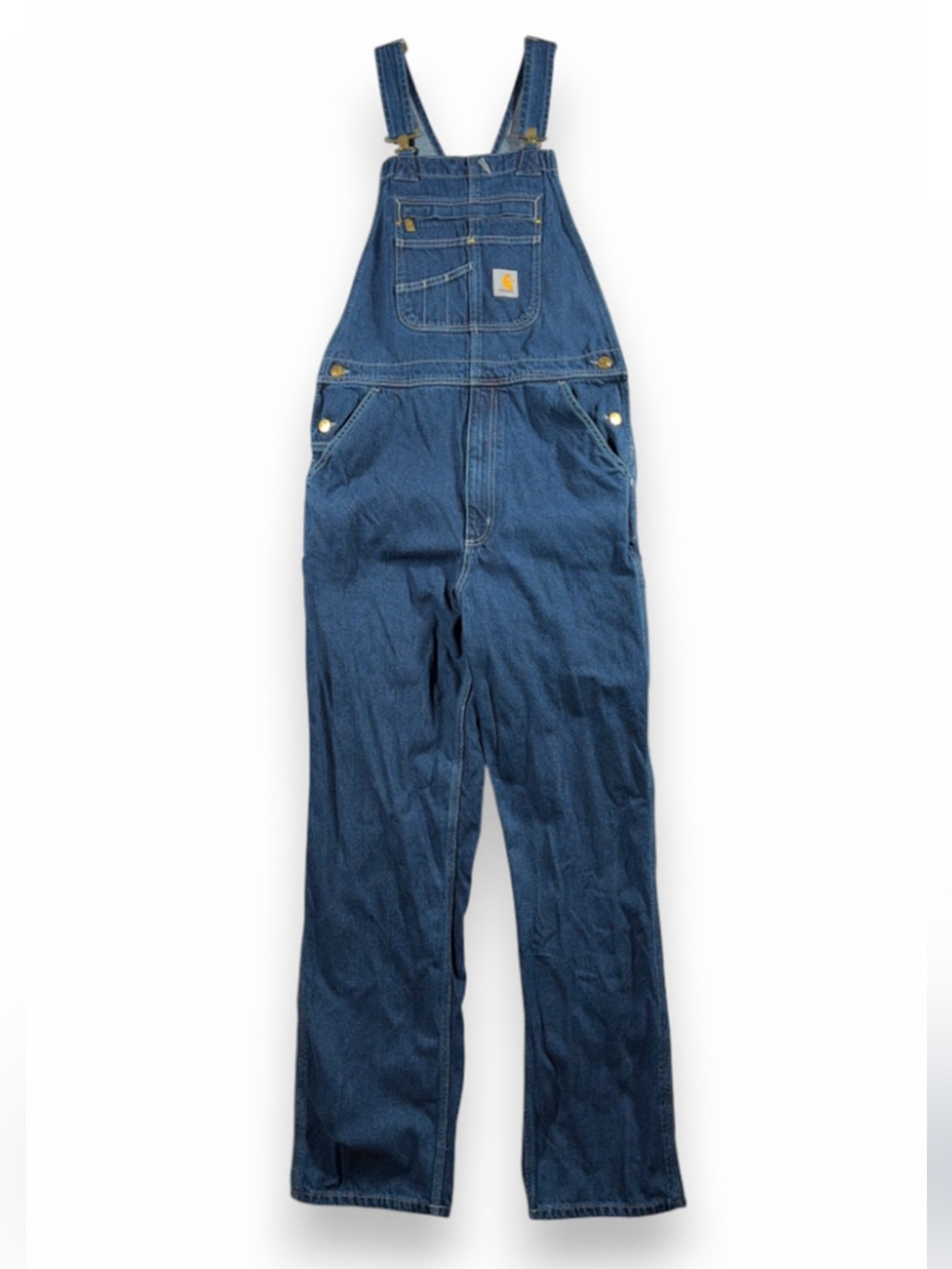 Carhartt Men's Dark Blue Relaxed Denim Overalls 38x32